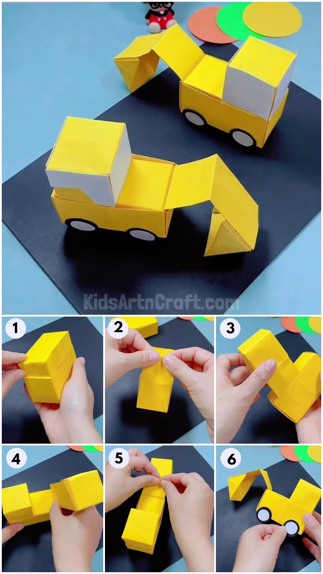  Bulldozer Origami Paper Craft Tutorial For Kids