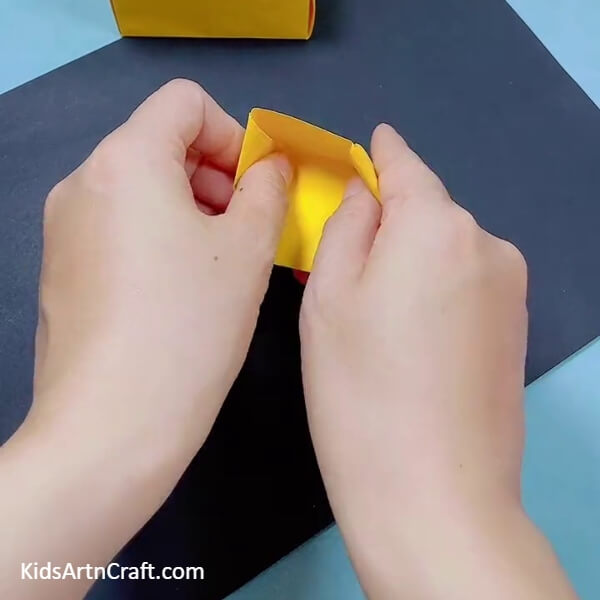 Completing The Triangular Box- Tutorial on How to Build a Bulldozer Out of Origami Paper for Children 