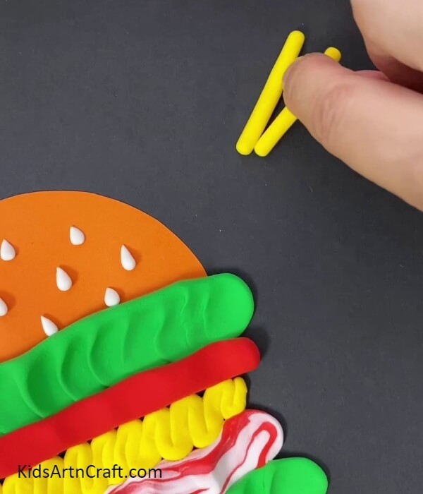Making Fries- An educational guide for children to make a McDonald's Burger and Fries with paper and clay