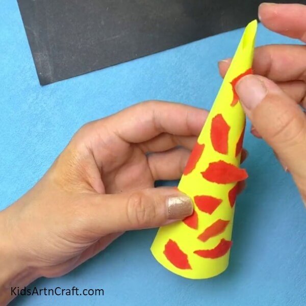 Completing Pasting The Pieces-Constructing a Cone-Shaped Giraffe Embellishment for Kids 