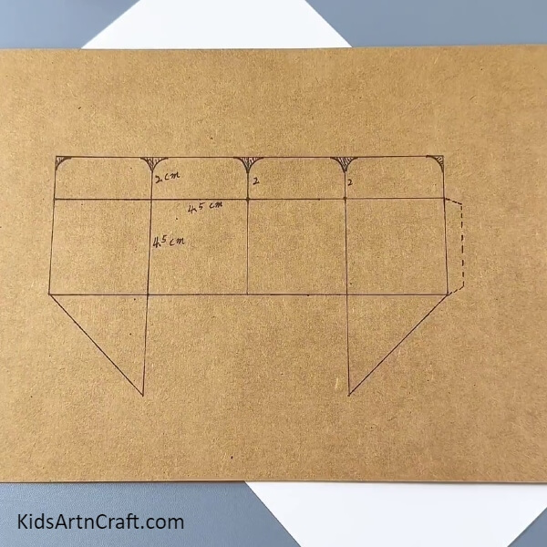 Drawing The Cardboard Box Figure- A guide for kids to construct their own flower pot using cardboard boxes