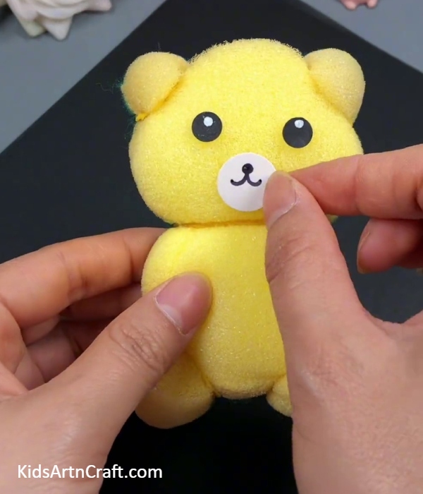 Making Mouth Of The Teddy- A detailed tutorial for kids to make a DIY wash sponge teddy bear