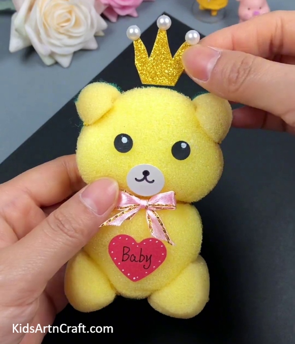 Adding A Crown To Your Teddy- A DIY tutorial to help children craft a wash sponge teddy bear