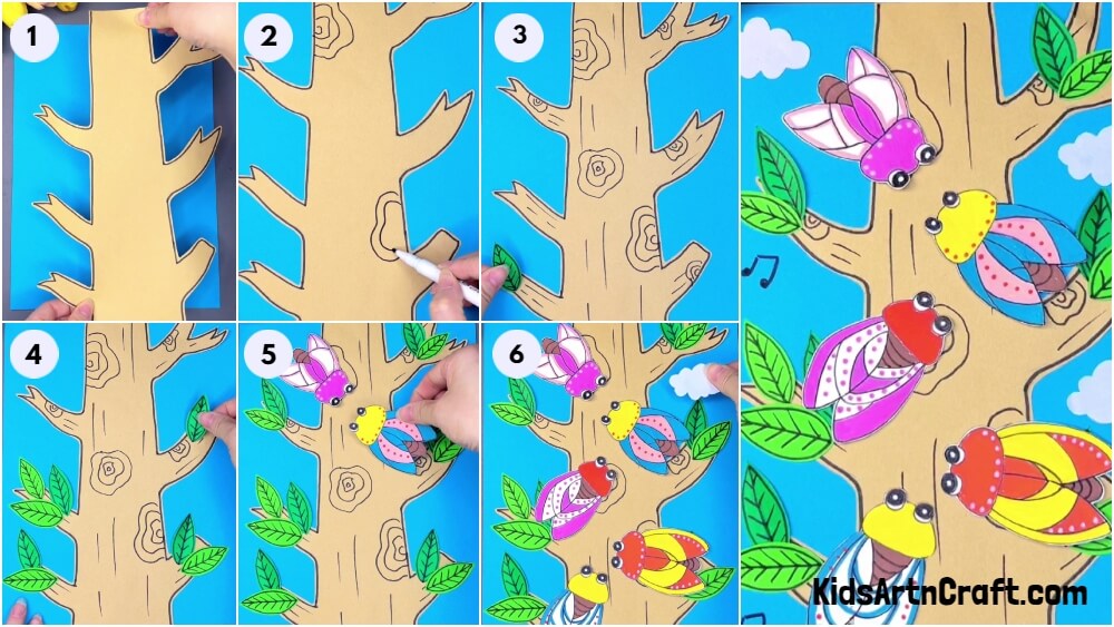 Easy Bugs On Tree Paper Craft Tutorial