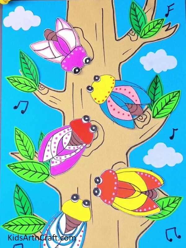 Your Amazing Bugs Over Tree Paper Craft Is Ready-Step-by-step Instructions for a Tree with Bugs Craft