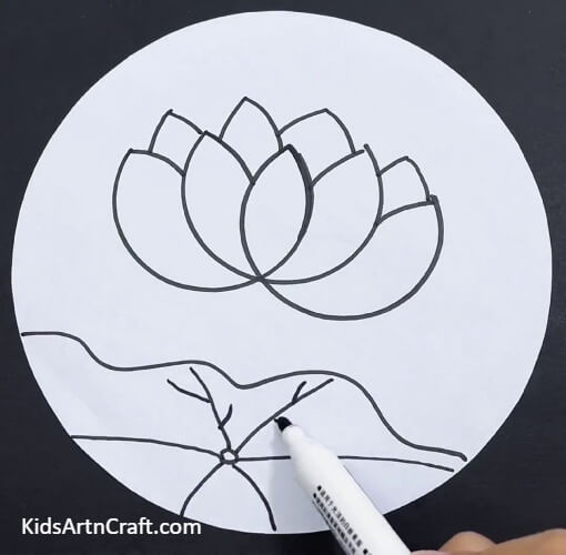 Making Veins Of The Lotus Leaf- A simple guide to teach kids how to draw a Lotus