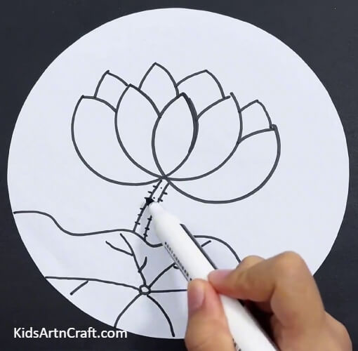 Making Lotus Stem- A tutorial to assist kids in creating a Lotus illustration
