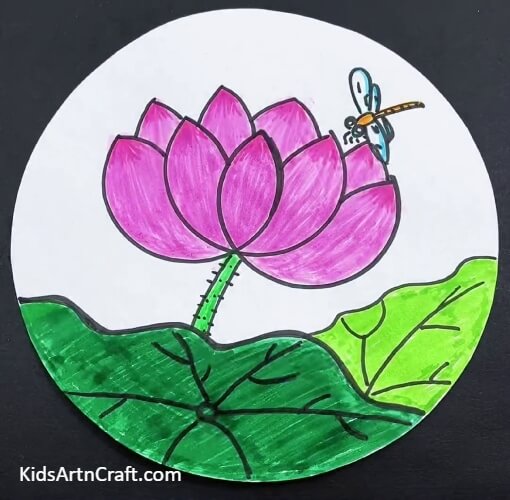This Is The Final Look Of Your Lotus Drawing- A guide to assist kids in creating a Lotus drawing