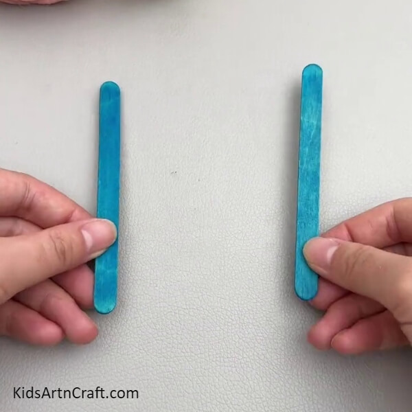 Coloring 2 Popsicle Sticks Blue-Assembling a Bench with Popsicle Sticks is a Good Activity for Kids