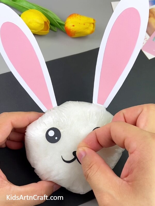 Making Nose And Smile Of The Bunny-A Guide For Newcomers On Constructing A Fluffy Rabbit Toy Made Of Cotton
