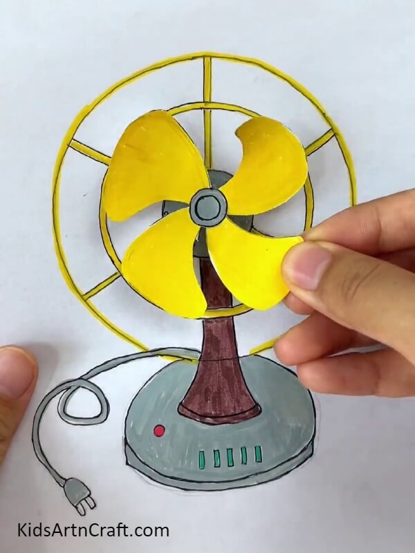 Pasting The Wings Of The Fan- Table Fan Paper Construction Concept For Newbies