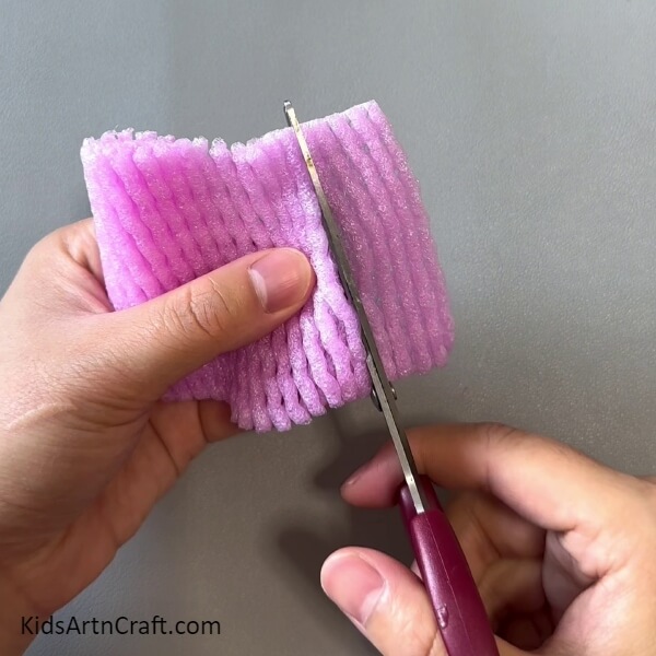 Cutting Out A Strip-Halving a fruit foam sheet