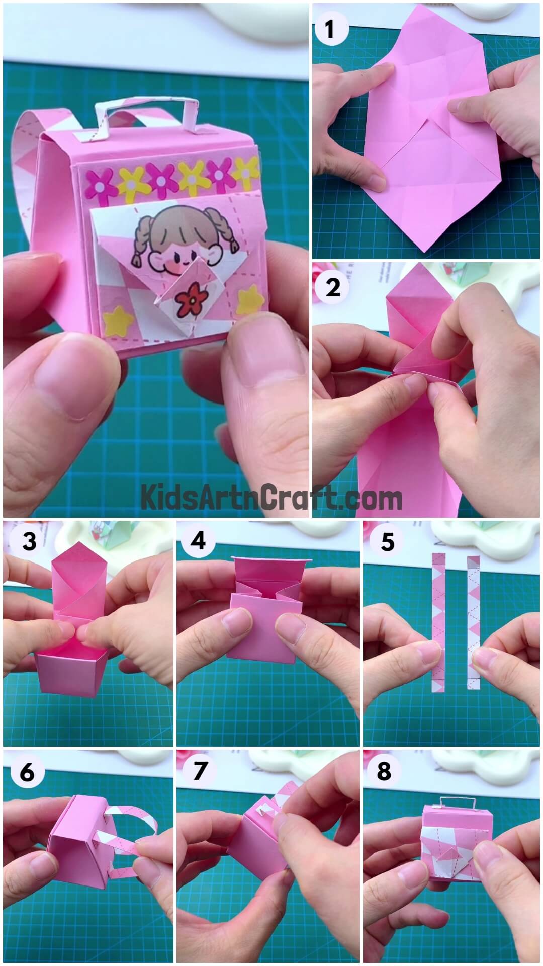 How to Make Paper Origami Bag Pack Craft For Kids