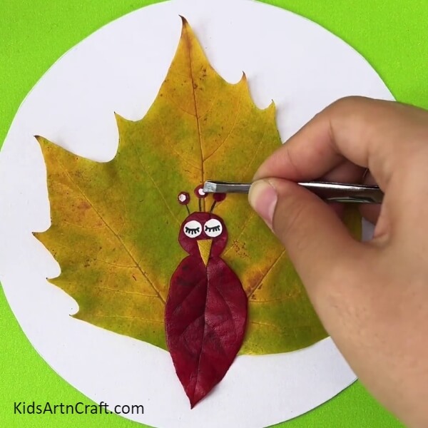 Detailing The Crest Feathers- Step-by-step guide on how to make a Leaf Turkey with children 