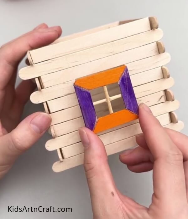 Making The Window- A guide on constructing a miniature house with popsicle sticks for kids