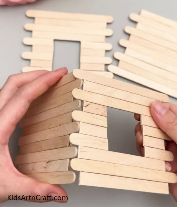 Sticking 2 Walls Together- Creating a Mini House with Popsicle Sticks for Kids 