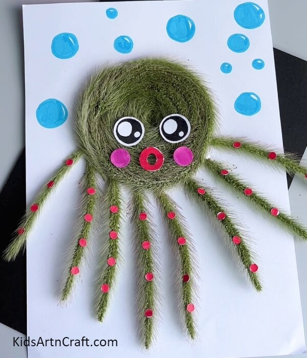 You Made Your Amazing Artificial Grass Strip Octopus Craft- Simple Tutorial for an Octopus Made of Synthetic Grass