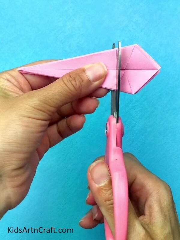 Cutting The Kite Shape Into Triangle- Making a Ball Gown with Origami for Children