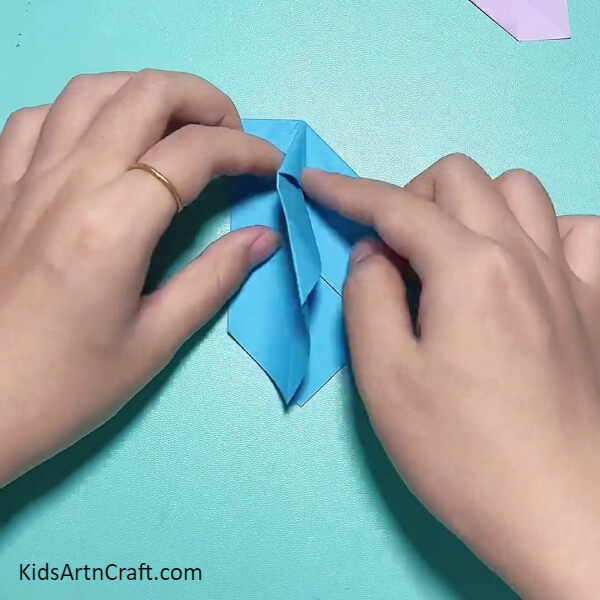 Folding Along Slanting Crease-A Fun Paper Craft Idea - A Peppa Pig Wristwatch Band Out of Origami