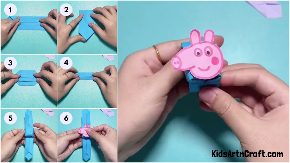 Origami Peppa Pig Wrist Band Paper Craft Idea