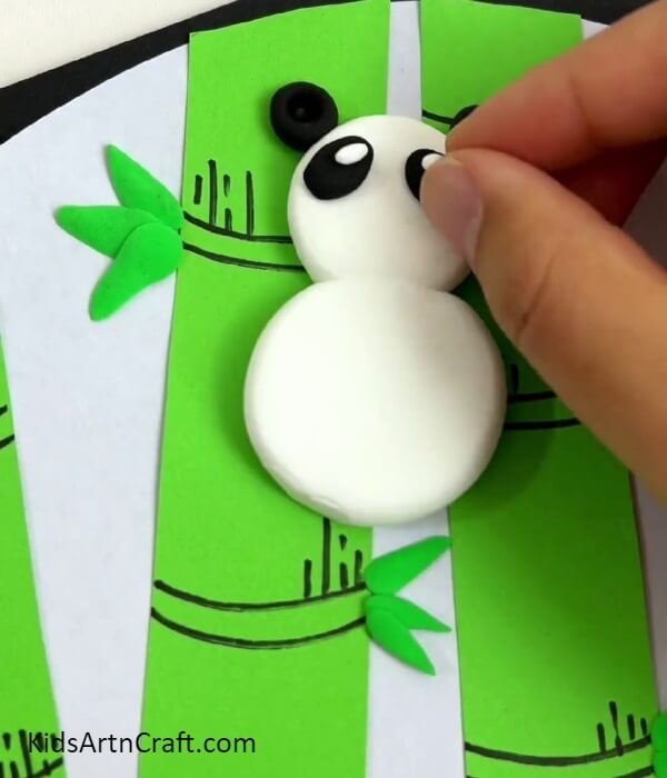 Completing Making The Eyes- Step-By-Step Guide to Making Handicrafts with Panda Bears and Bamboo for Kids