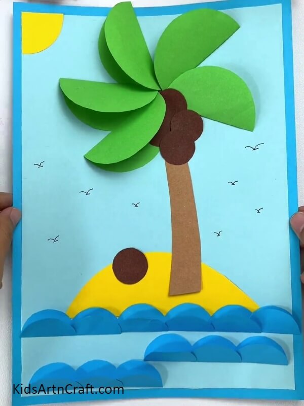 This Is The Final Look Of Your Coconut Tree Paper Craft- This simple, fun tutorial will show kids how to make a Paper Coconut Tree.