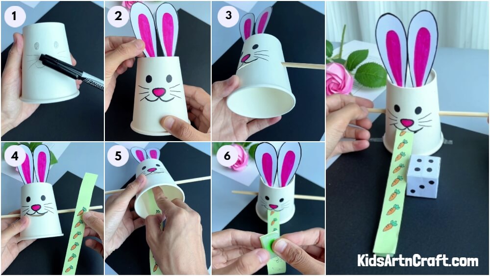 Paper Cup Bunny Eating Carrot Learning Craft For Kids