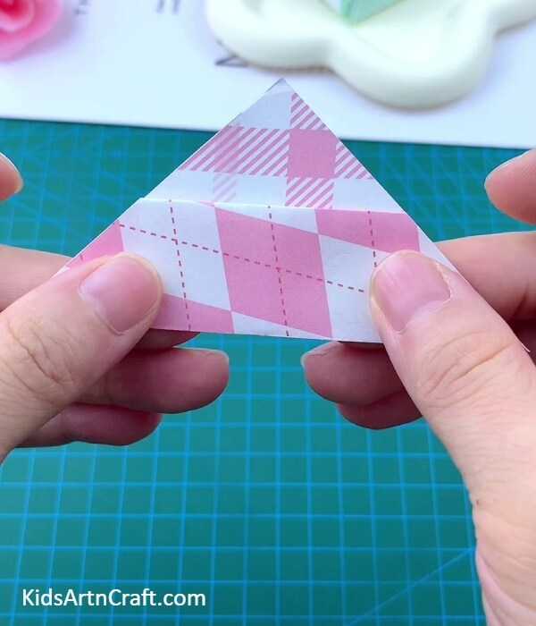 Folding Along The Horizontal '+' Crease- Crafting a Paper Origami Backpack For Kids