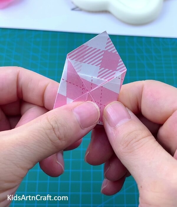 Making A Small Diamond Over The Envelope- Making an Origami Backpack Out of Paper For Kids