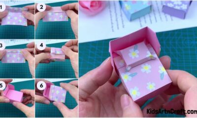 Paper Origami Bed And Pillow Craft For Kids