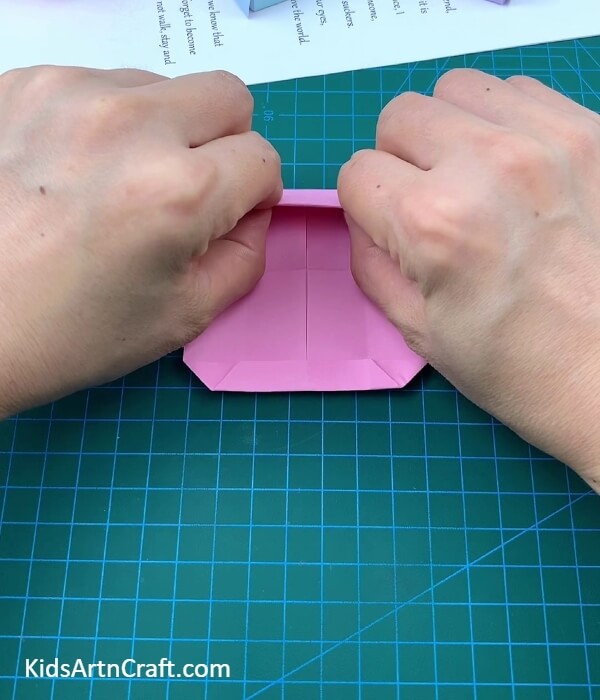 Folding The Rectangle Part Inside-Making a Bed and Cushion Out of Paper for Children