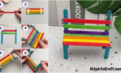 Easy Popsicle Stick Bench Craft Model For Kids