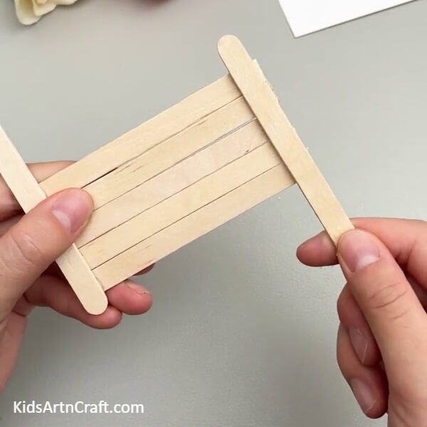 Pasting Another Popsicle Stick- Crafting a Bunk Bed Model with Ice Pop Sticks