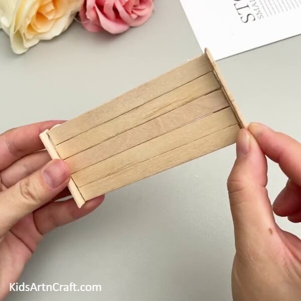 Pasting The Stick Piece On The Opposite Side- Creating a Bunk Bed out of Popsicle Sticks