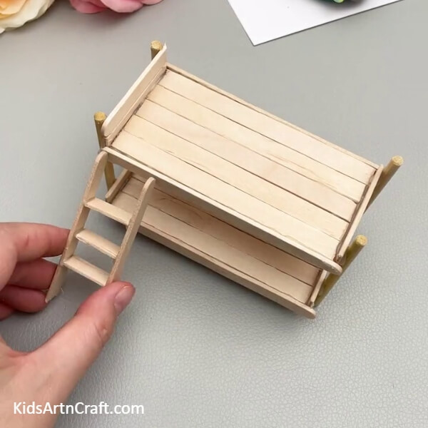 This Is The Final Look Of Your Sticks Bunk Bed- Constructing a Miniature Bunk Bed with Popsicle Sticks