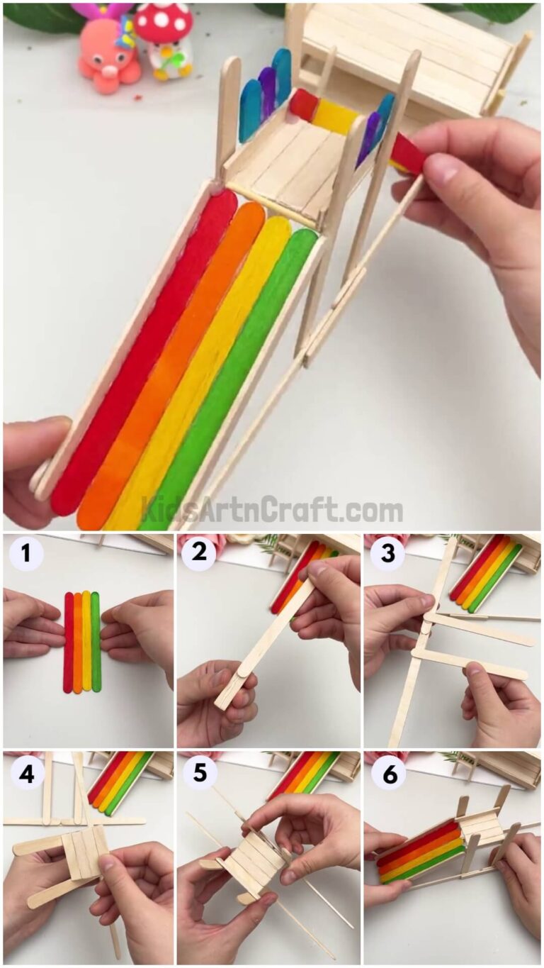 Popsicle Stick Slide Model Craft Tutorial For Kids - Kids Art & Craft