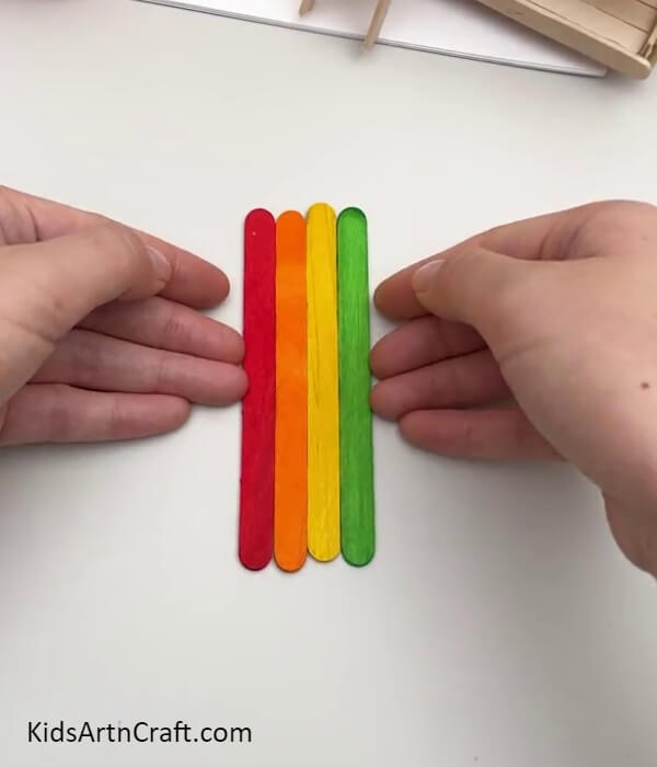 Sticking 4 Popsicle Sticks Together- Step-by-Step Guide to Create a Popsicle Stick Slide Model with Kids