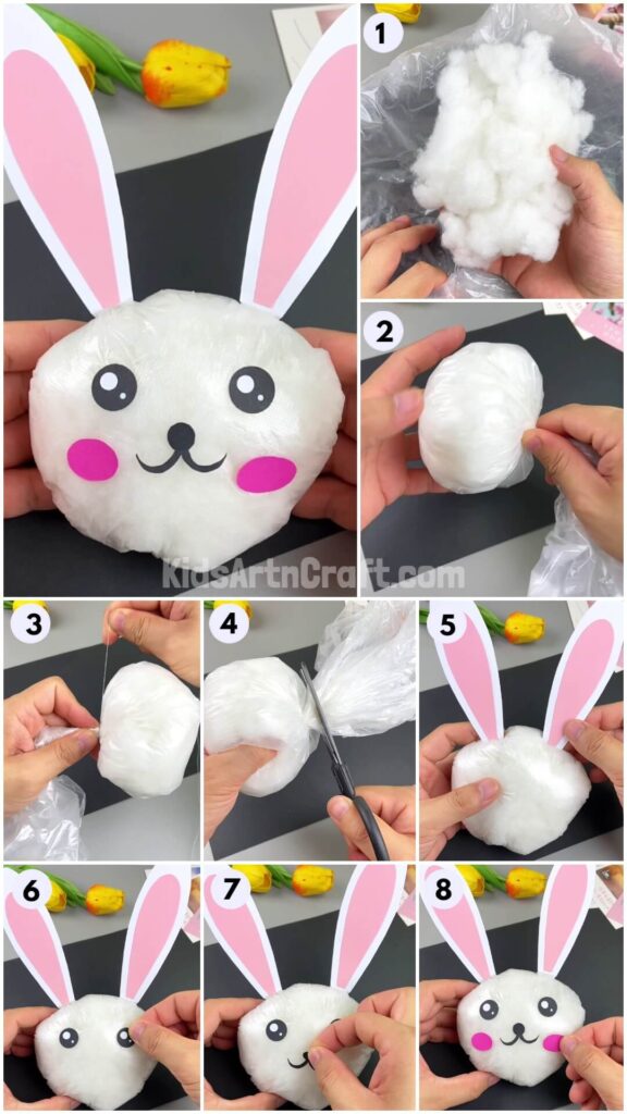 Easy Rabbit Cotton Stuffed Toy Craft Tutorial For Beginners - Kids Art ...