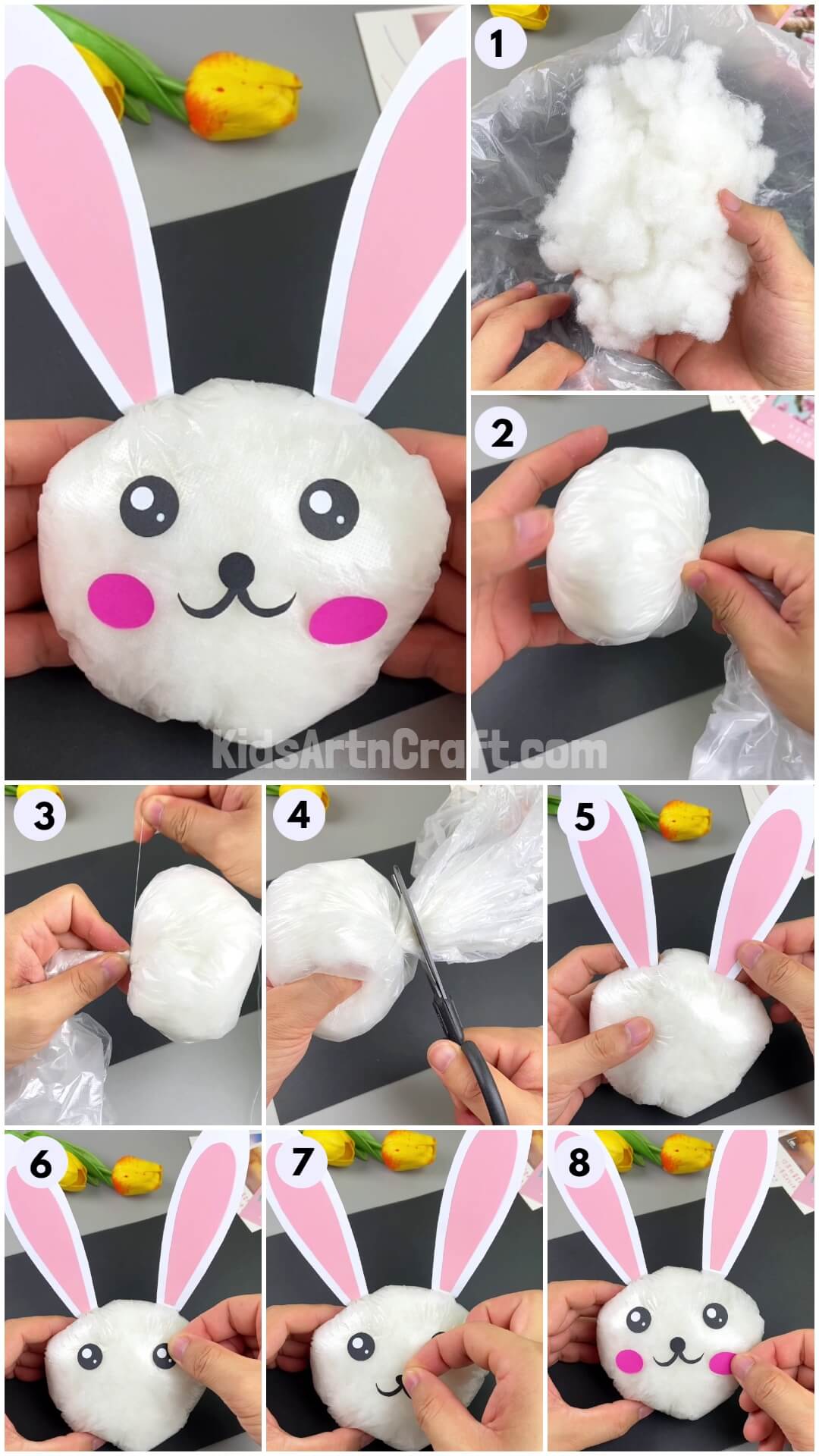 Easy Rabbit Cotton Stuffed Toy Craft Tutorial For Beginners