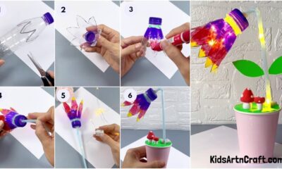 Recycled Flower Light Lamp Using Paper Cup & Plastic Bottle
