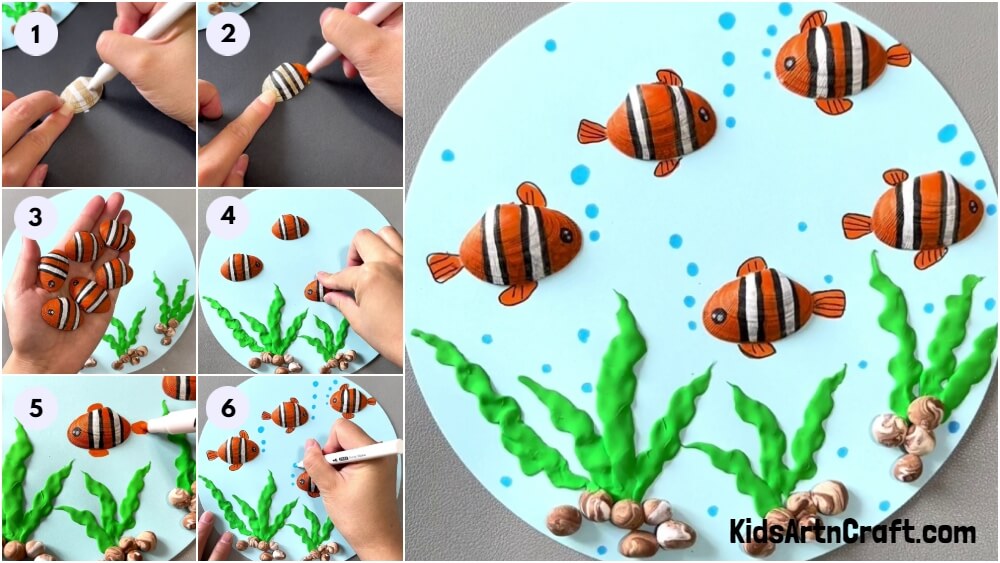 Shell Goldfishes Clay And Paper Craft Tutorial