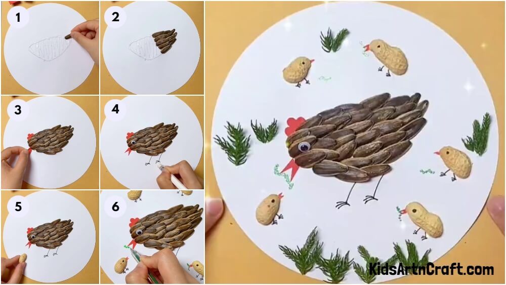 Sunflower And Peanut Seeds Chick Craft Tutorial For Kids