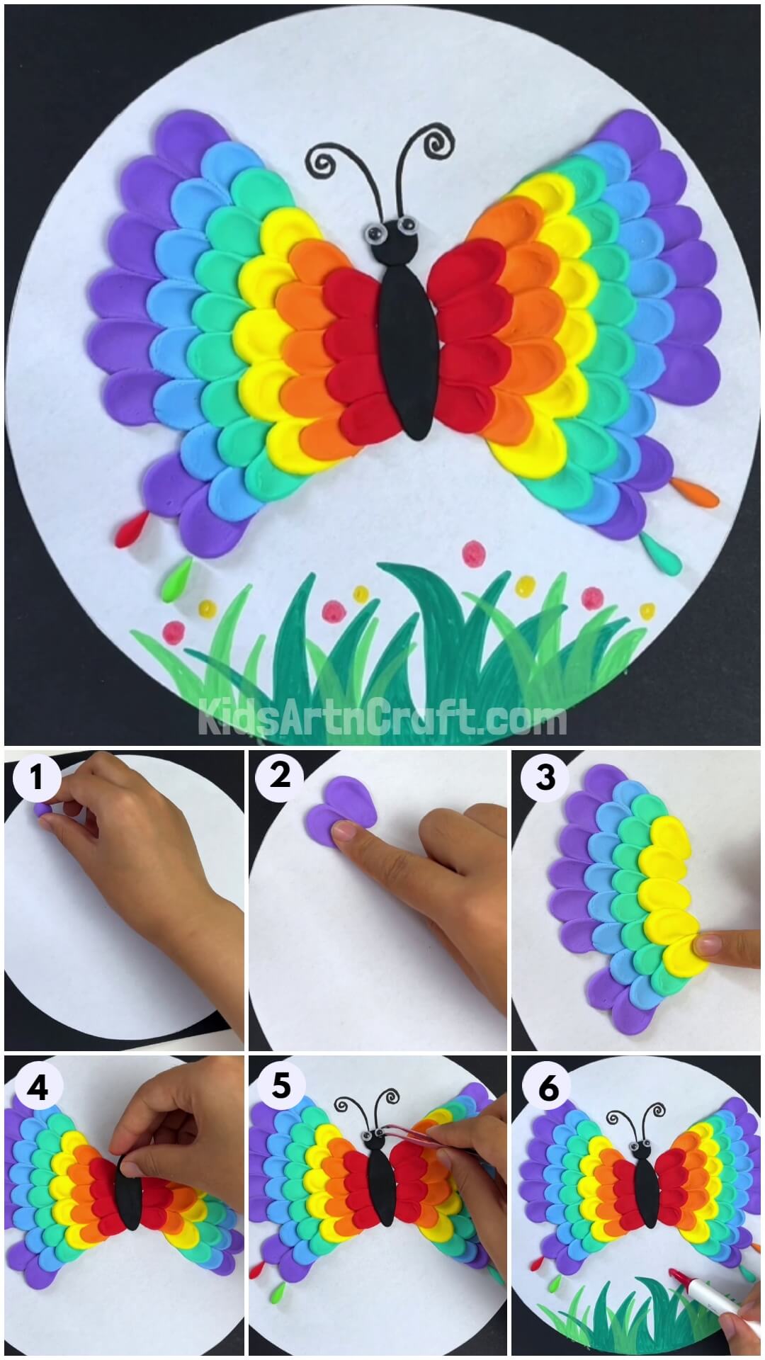 Rainbow Butterfly Clay Craft Tutorial For Kids
