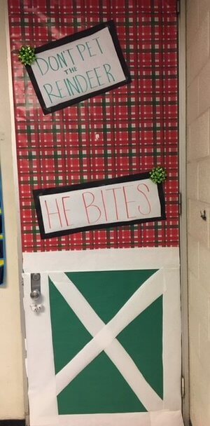 Don't Pet the Reindeer - Creative Door Decoration Idea - Decorating the Christmas classroom entrance in preschool