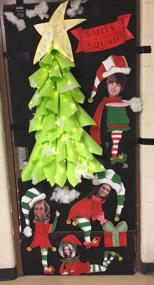 Santa Squad Christmas Theme Door Decoration Idea For Students - Decorative Themes for Christmas Doors in Preschools 