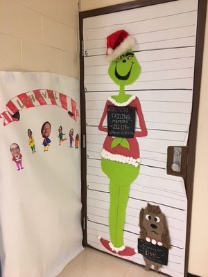 Funny Whoville Heroes - Classroom Door Decoration - Ideas for embellishing the Christmas classroom entrance in preschool