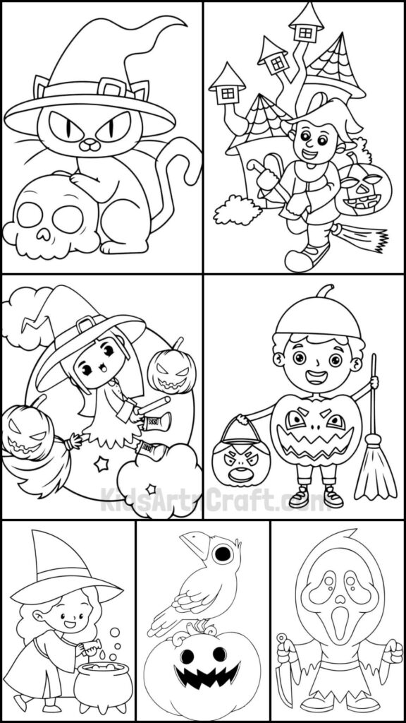 Halloween Coloring Pages For Kids - Kids Art & Craft