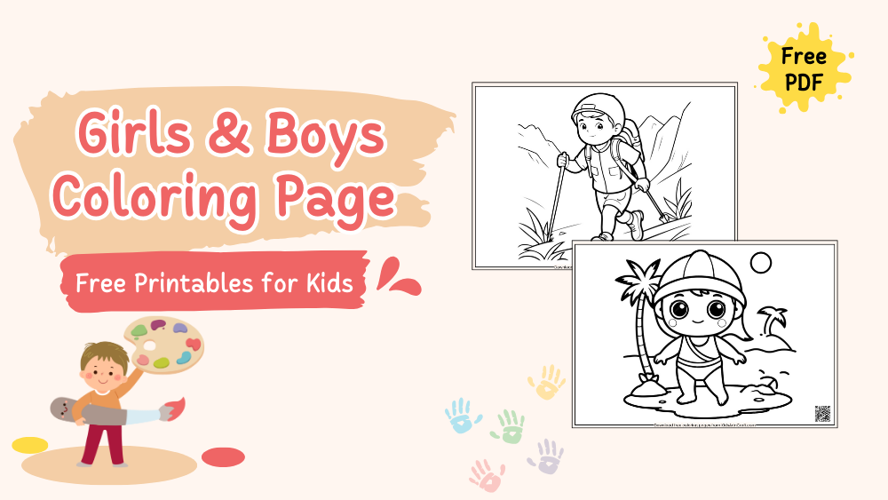 Girls & Boys Coloring Page For Kids