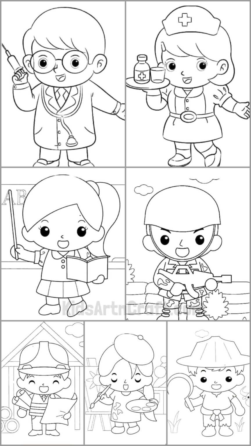Community Helpers Coloring Pages For Kids - Kids Art & Craft