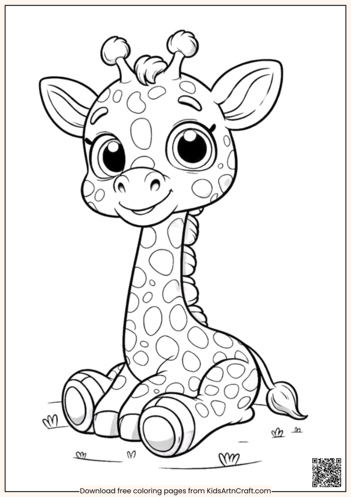 Awesome Animal Coloring Pages For - Easy Baby Giraffe Coloring Page For Kids 10 724x1024 